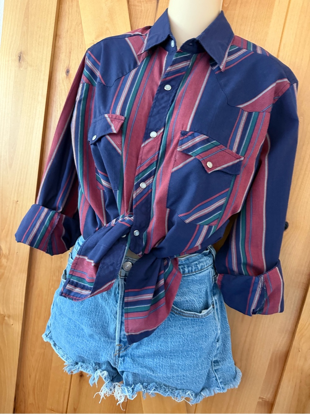 VTG 80sYoungbloods Western Pearl Snap Shirt Oversized Western Stripe Men’s M - Picture 8 of 11